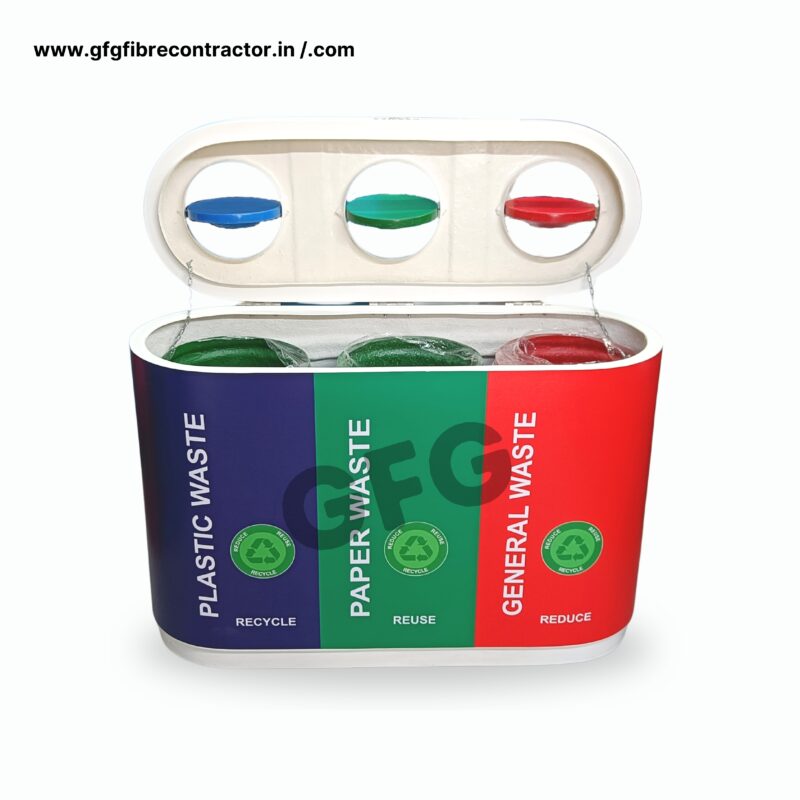 Gfg 3-in-1 trio dustbin 180l | with swing lid - image 3