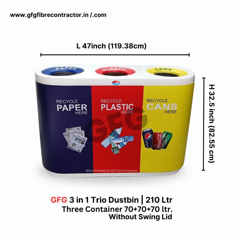 Gfg color coded trio recycle container-210l | without swing lid - image 2
