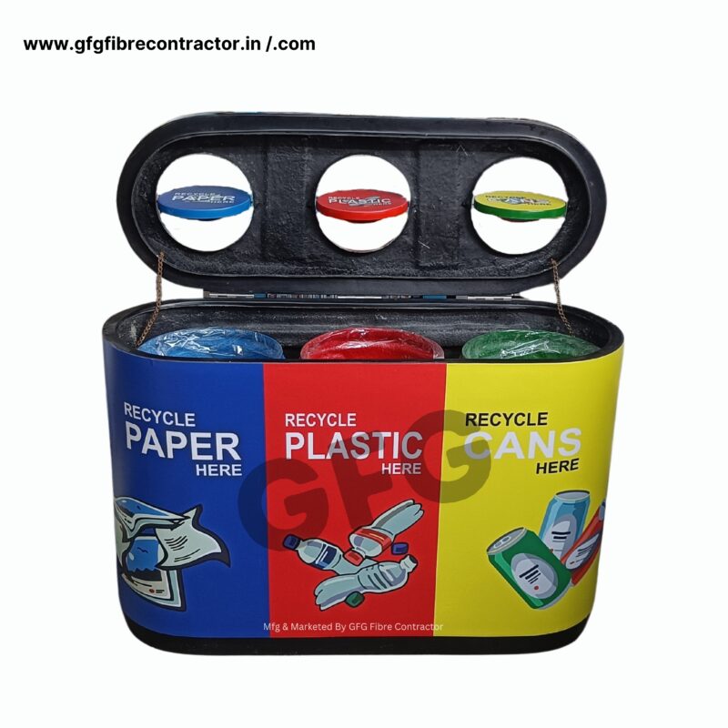Gfg 3-in-1 color coded dustbin 180l | with swing lid | waste management - image 3