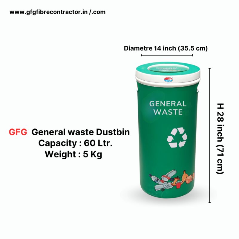 Gfg general waste-bin-60l | with swing lid | for indoor and outdoor spaces - image 2