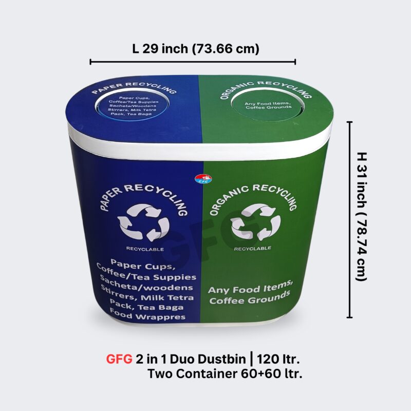 Gfg dry waste & wet waste dustbin 120l | with swing lid - image 2