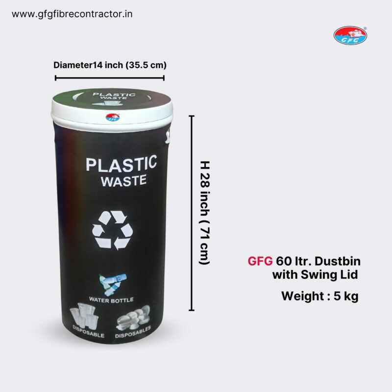 Gfg office dustbin-60l | with swing lid | for indoor and outdoor spaces - image 2